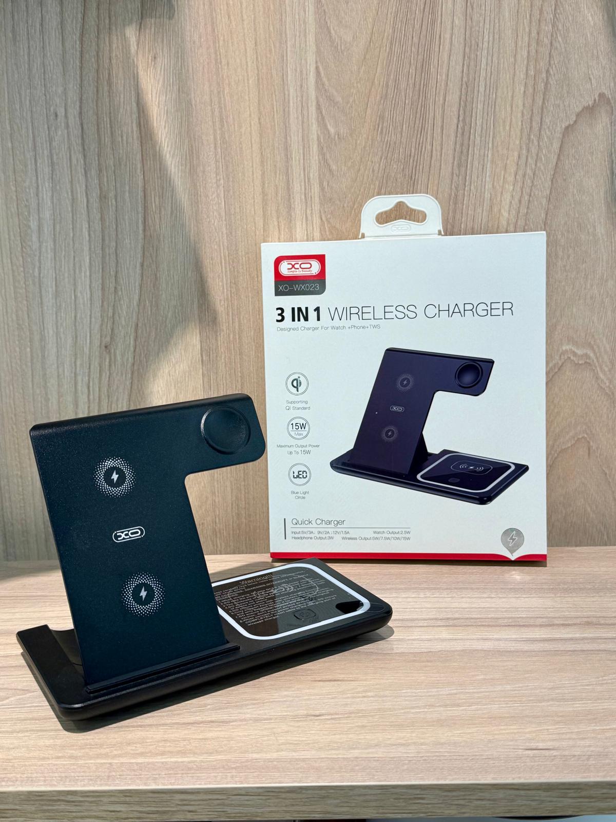 Cargador Inalámbrico 3 en 1 XO WX023 - TECNOLOGIA YI_MI