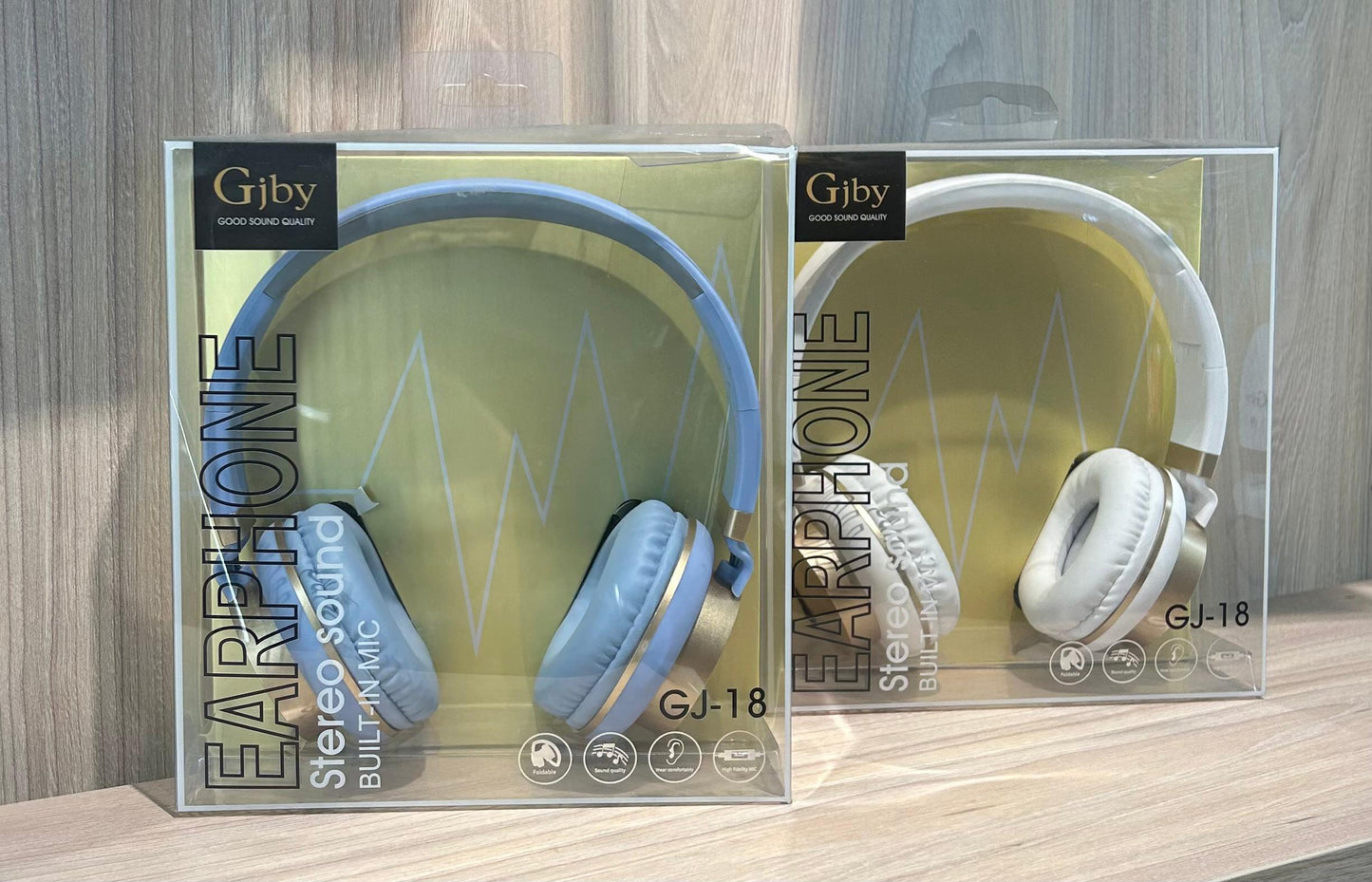 Audífonos Gjby GJ-18 con Micrófono Integrado | Sonido Estéreo Hi-Fi | Diseño Plegable | Colores Azul y Blanco | Alta Calidad y Comodidad - TECNOLOGIA YI_MI