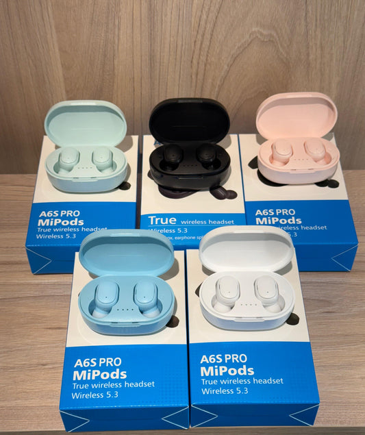 🎧 A6S PRO MiPods – Audífonos Bluetooth 5.3 Inalámbricos con Sonido Premium 🔊 - TECNOLOGIA YI_MI