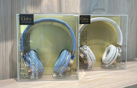 Audífonos Gjby GJ-18 con Micrófono Integrado | Sonido Estéreo Hi-Fi | Diseño Plegable | Colores Azul y Blanco | Alta Calidad y Comodidad - TECNOLOGIA YI_MI